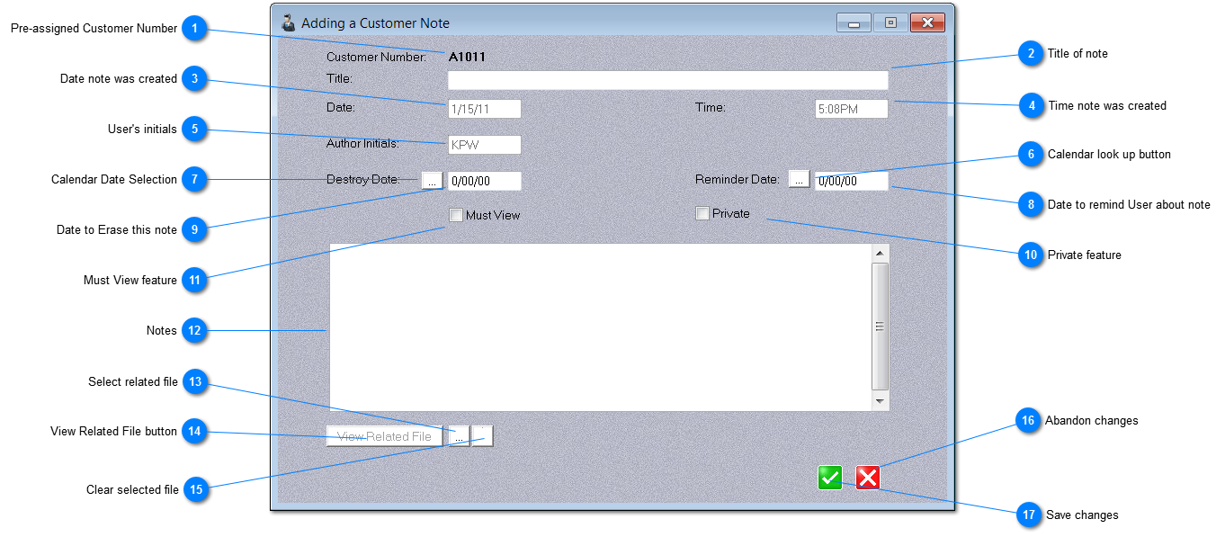 Adding a Note window