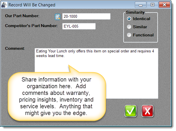 Competitor Item Form