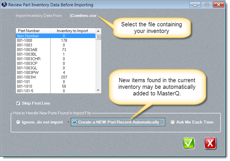 Importing Item Inventories